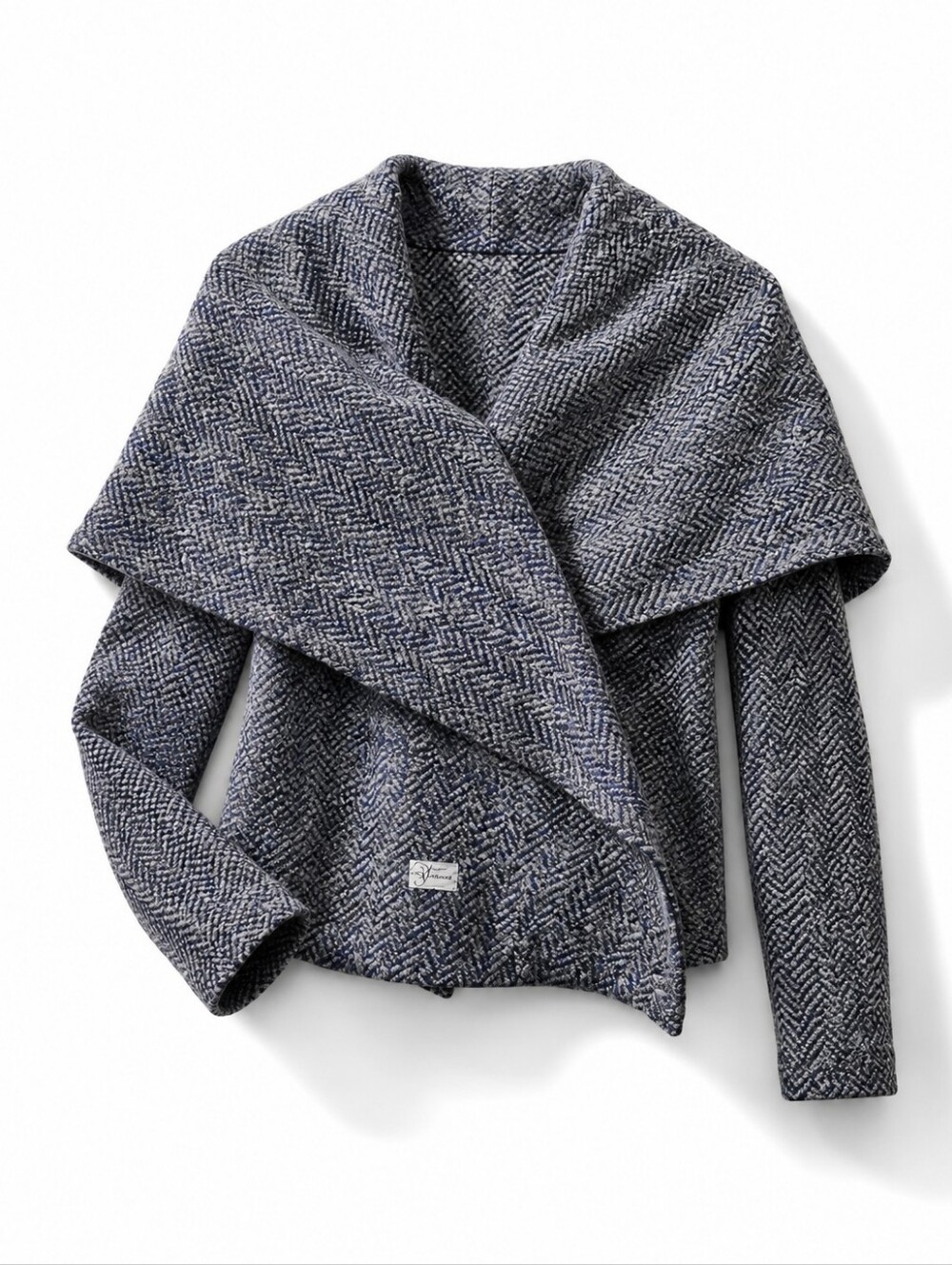 ByTAVI 100% Wool Blue Funnel Collar Artisan Jacket Small